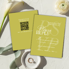 Modern Chartreuse Script Formal Wedding  出欠カード