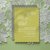 Modern Chartreuse Script Formal Wedding 招待状
