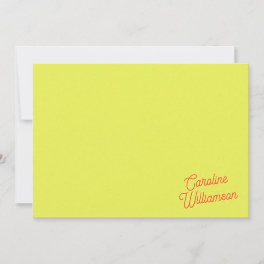 Modern Chartreuse Script Personalized Stationery ノートカード (正面)