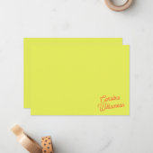 Modern Chartreuse Script Personalized Stationery ノートカード (正面/裏面インサイチュ)