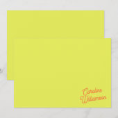 Modern Chartreuse Script Personalized Stationery ノートカード (正面/裏面)