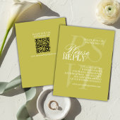 Modern Chartreuse Script QR Code Formal Wedding  出欠カード
