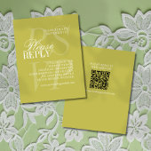 Modern Chartreuse Script QR Code Formal Wedding  出欠カード