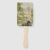 Modern Chartreuse Script Wedding Ceremony Program ハンドファン (正面)