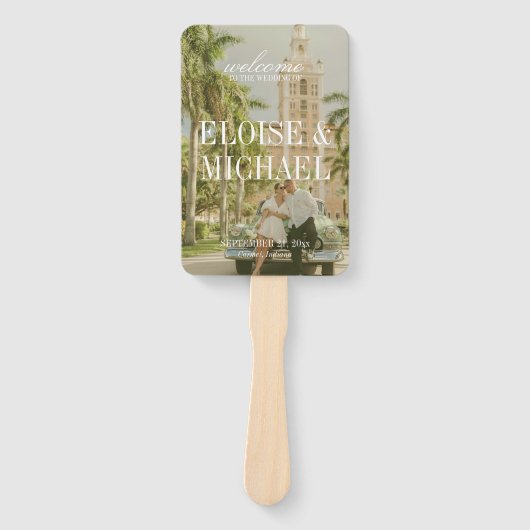 Modern Chartreuse Script Wedding Ceremony Program ハンドファン (正面)