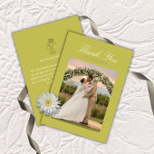 Modern Chartreuse Script Wedding Thank You Card サンキューカード