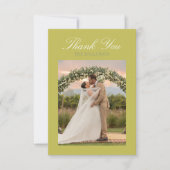 Modern Chartreuse Script Wedding Thank You Card サンキューカード (正面)