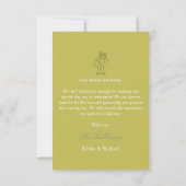 Modern Chartreuse Script Wedding Thank You Card サンキューカード (裏面)