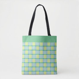 Modern Checker Blue Green Lime Pattern トートバッグ