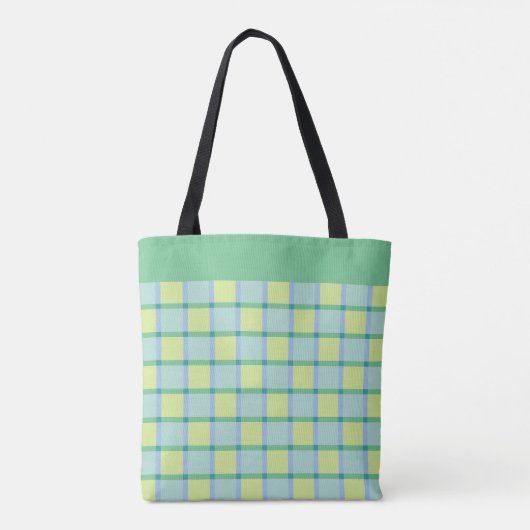 Modern Checker Blue Green Lime Pattern トートバッグ (裏面)