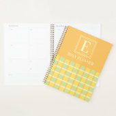 Modern Checker Green Yellow Orange Custom Monogram プランナー手帳 (ディスプレー)