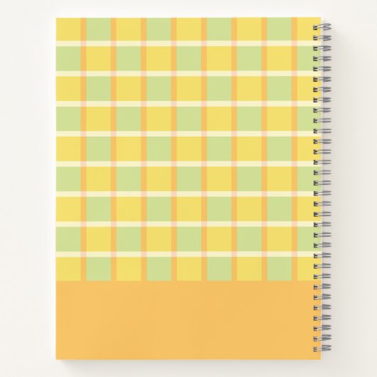 Modern Checker Green Yellow Orange Personalized ノートブック (裏面)