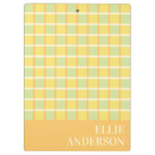 Modern Checker Pastel Green Yellow Orange Custom クリップボード (裏面)