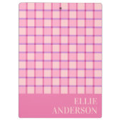 Modern Checker Pastel Pink Purple Custom クリップボード (裏面)