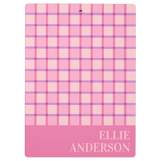 Modern Checker Pastel Pink Purple Custom クリップボード (裏面)