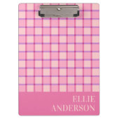 Modern Checker Pastel Pink Purple Custom クリップボード (正面)