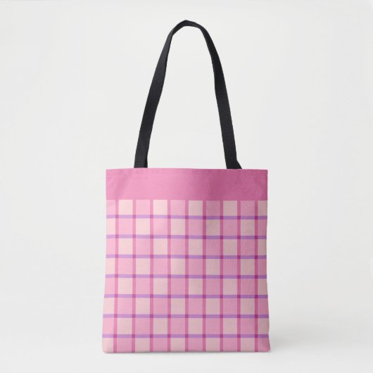 Modern Checker Pink Purple Pattern トートバッグ (正面)