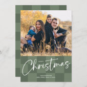 Modern Checkerboard Christmas Photo Card シーズンカード (正面/裏面)