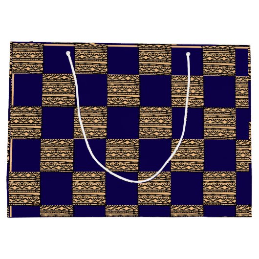 Modern Checkerboard Geometric pattern ラージペーパーバッグ (裏面)