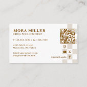 Modern Checkered Pattern Retro Influencer QR Code 名刺 (裏面)