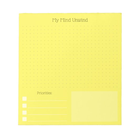 Modern Cheerful Yellow Brain Dump (Editable Text) ノートパッド (正面)