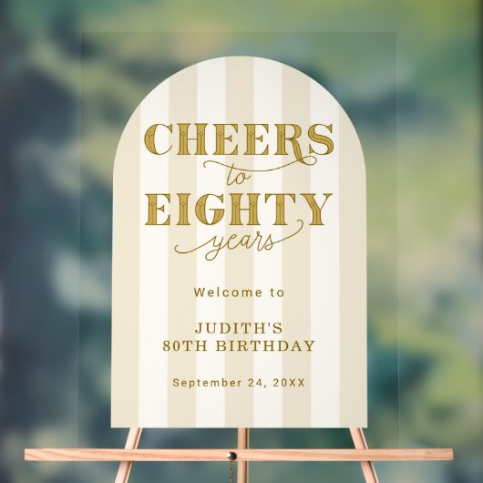 Modern Cheers Eighty Years 80th Birthday Welcome  アクリルサイン (ニュートラル)