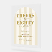 Modern Cheers Eighty Years 80th Birthday Welcome  アクリルサイン (傾斜)