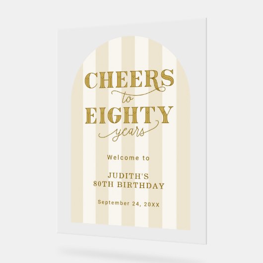 Modern Cheers Eighty Years 80th Birthday Welcome  アクリルサイン (傾斜)
