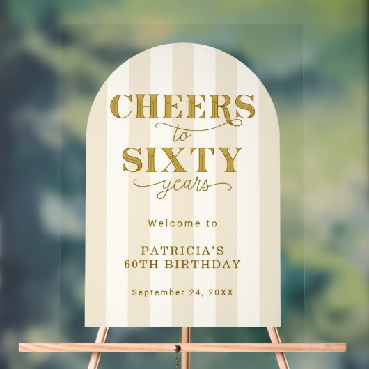 Modern Cheers Sixty Years 60TH Birthday Welcome  アクリルサイン (ニュートラル)