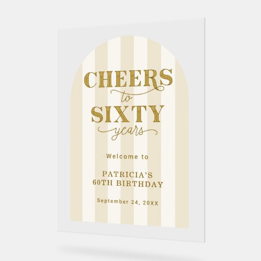 Modern Cheers Sixty Years 60TH Birthday Welcome  アクリルサイン (傾斜)