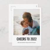 Modern Cheers To 2022 New Year Script Photo シーズンポストカード (正面/裏面)