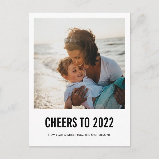 Modern Cheers To 2022 New Year Script Photo シーズンポストカード (正面)