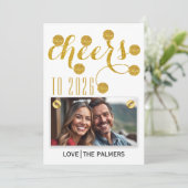 Modern cheers to 2026 gold glitter New Year photo シーズンカード (スタンド正面)