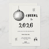 Modern Cheers to New Year 2026 Bold Typo 招待状 (正面/裏面)
