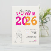 Modern Cheers to New Year Bold Typo Invitation 招待状 (スタンド正面)