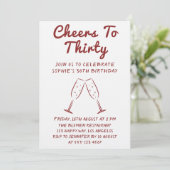 Modern “Cheers to Thirty” Wine 30th Birthday Party 招待状 (スタンド正面)