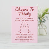 Modern “Cheers to Thirty” Wine 30th Birthday Party 招待状 (スタンド正面)