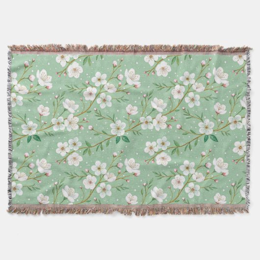Modern Cherry Blossoms Winter スローブランケット (正面)