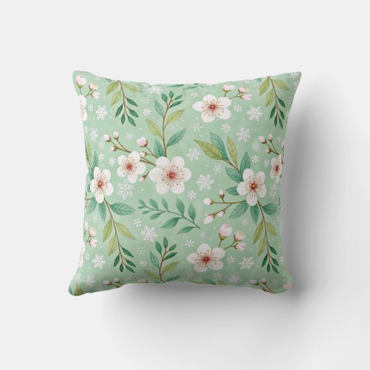 Modern  Cherry Blossoms Winter pattern クッション (裏面)