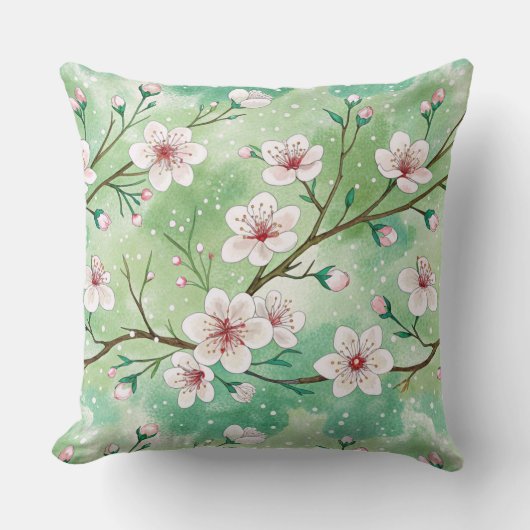 Modern  Cherry Blossoms Winter pattern クッション (正面)