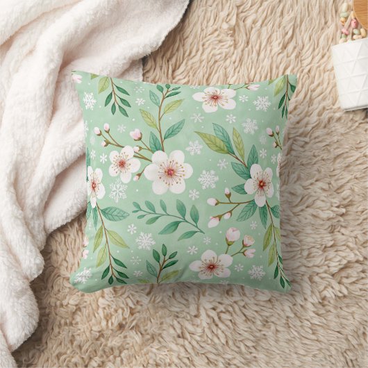 Modern  Cherry Blossoms Winter pattern クッション (ブランケット)