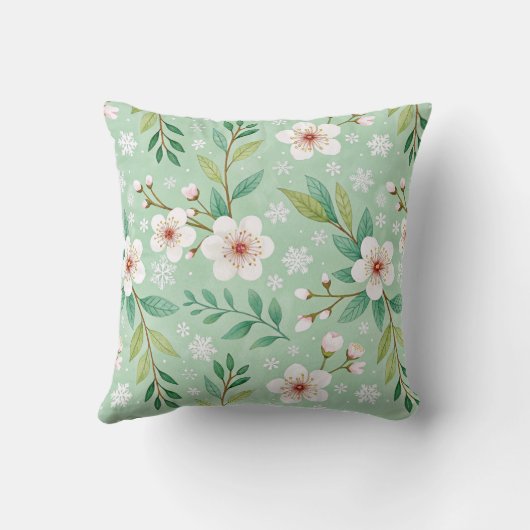 Modern  Cherry Blossoms Winter pattern クッション (裏面)
