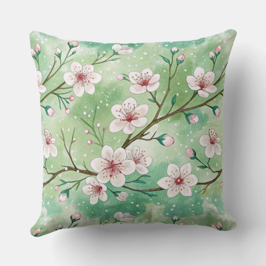 Modern  Cherry Blossoms Winter pattern クッション (裏面)