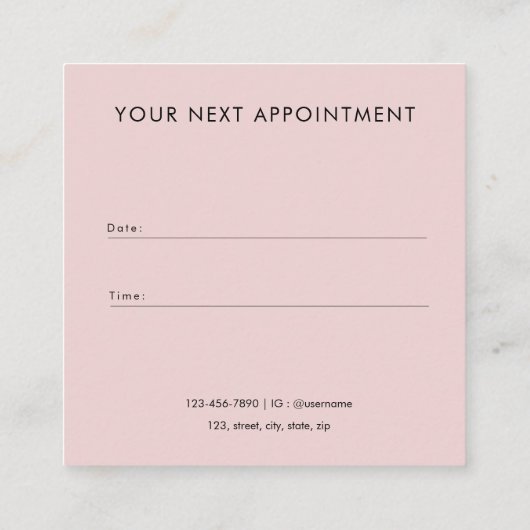 Modern Chic Abstract Pink Hair stylist 予約カード (裏面)