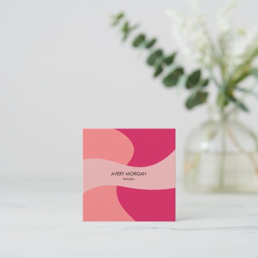 Modern Chic Abstract Pink Hair stylist 予約カード (スタンド正面)