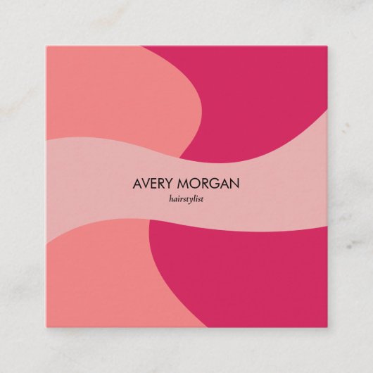 Modern Chic Abstract Pink Hair stylist 予約カード (正面)
