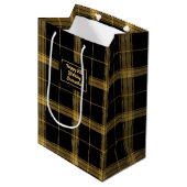 Modern Chic Black and Gold Gift Bag Design ミディアムペーパーバッグ (正面アングル)