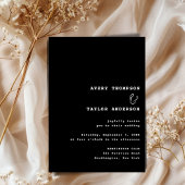 Modern Chic Black and Silver Wedding 箔招待状