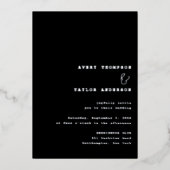 Modern Chic Black and Silver Wedding 箔招待状 (正面)