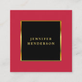 Modern chic black cardinal red gold professional スクエア名刺 (正面)